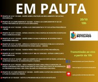 Pauta da sessão ordinária de 20 de outubro de 2025